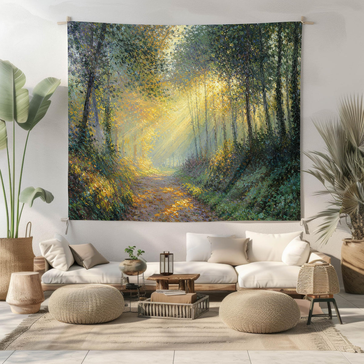 Sunlit Forest Tapestry 60x50 (Golden Forest Sunlight)