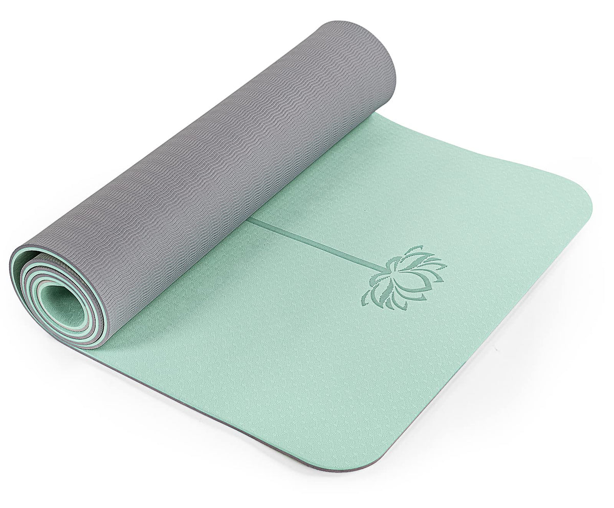 Yoga Mat Non Slip (72"x24" / Matcha Green & Gray)