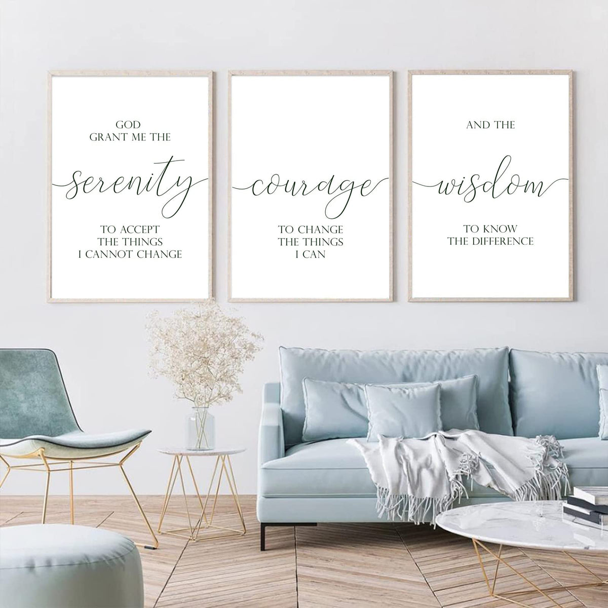 Serenity Prayer Wall Art Decor 3 Pieces Bible Verse Wall Art God Grant Me the Serenity Wall Decor Scripture Art Prints Christian Quotes Canvas Picture for Living Room Bedroom 16x24 Inch Unframed (Unframed / Serenity Prayer Prints / 24"L x 16"W)