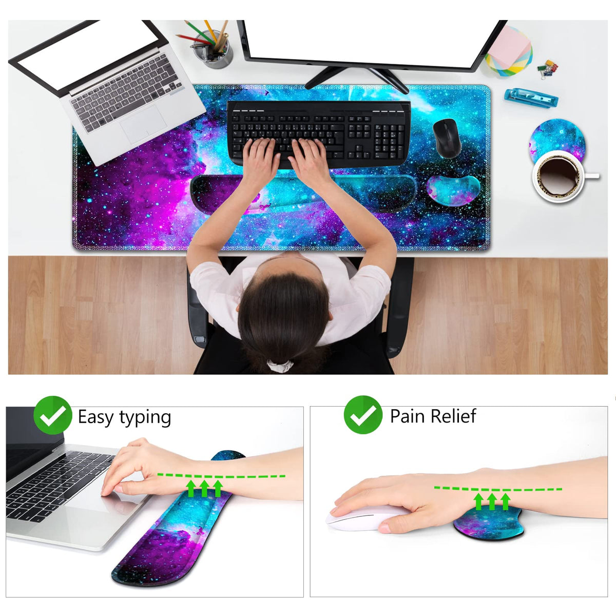 Large Gaming Mouse Pad Set (Galaxy Nebula Universe)