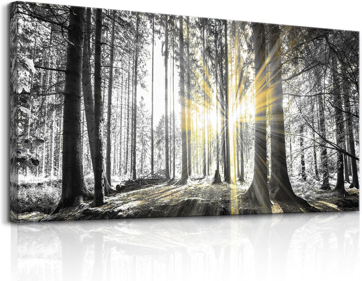 Black and White Forest Wall Art Prints Sunset Landscape Canvas Picture for Living Room Wall Art Trees Artwork for Walls Nature Scenery Poster Painting Bedroom Decor Home Office Decorations (Blandcape-wb / 40"L x 20"W)