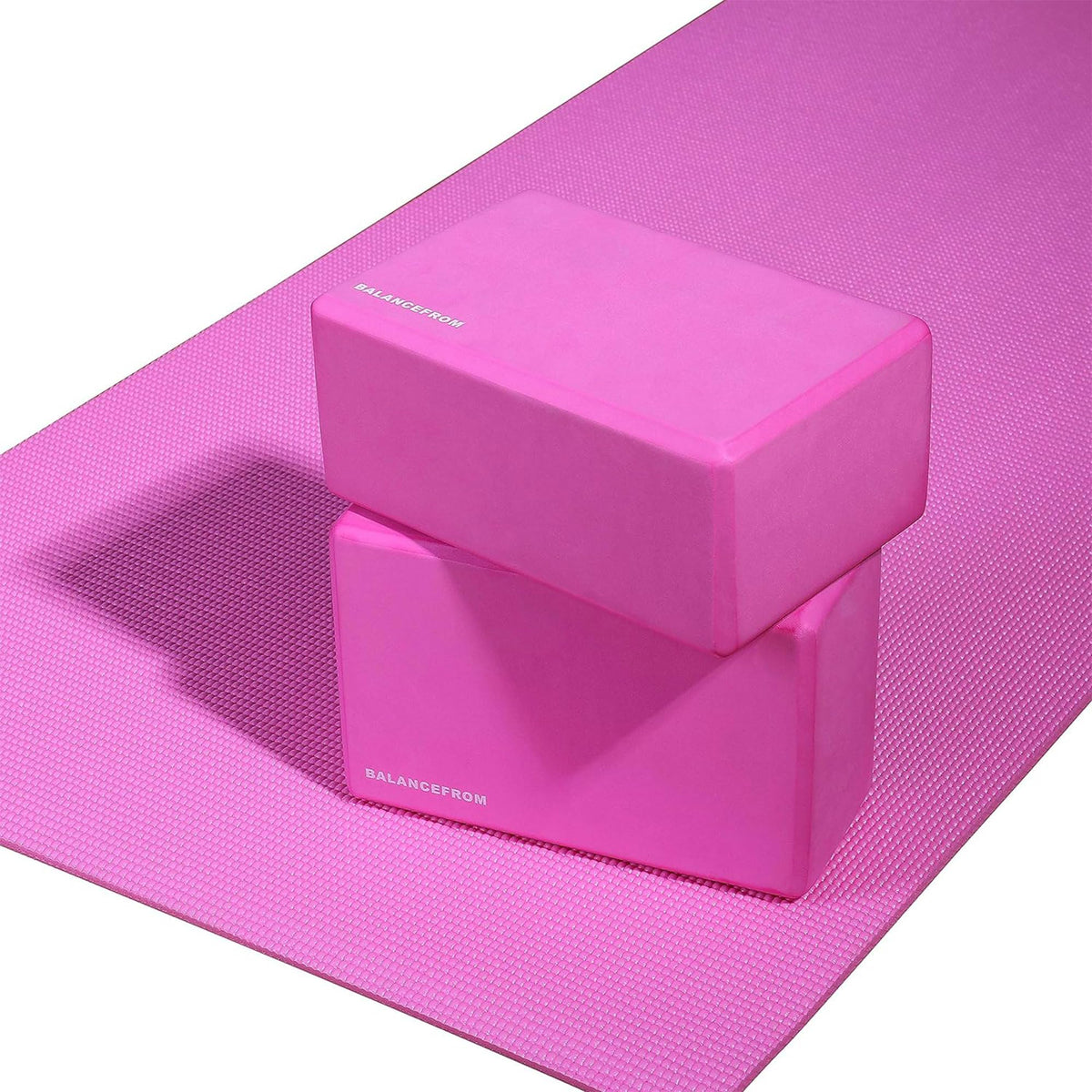 All Purpose 0.25 Inch Thick High Density No Tear Exercise Yoga Mat with Strap & Lightweight Features for Indoor & Outdoor Use (Pink)