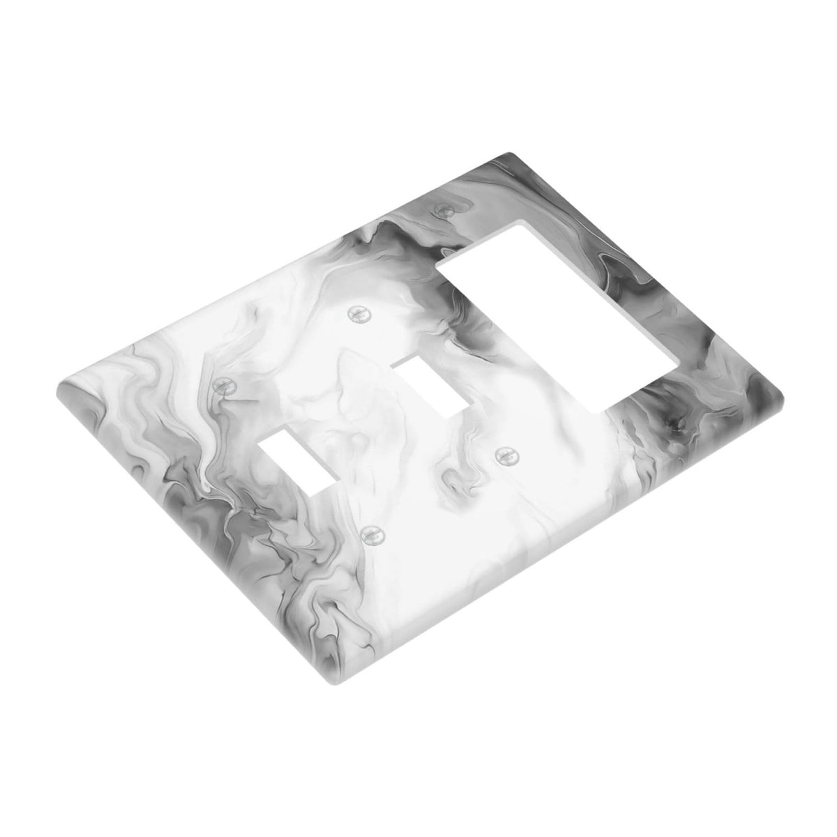 White Black Grey Ombre Marble 3 Gang 2 Toggle 1 Decorator (White Black/Grey Ombre Marble / 2 Toggle 1 Decorator)
