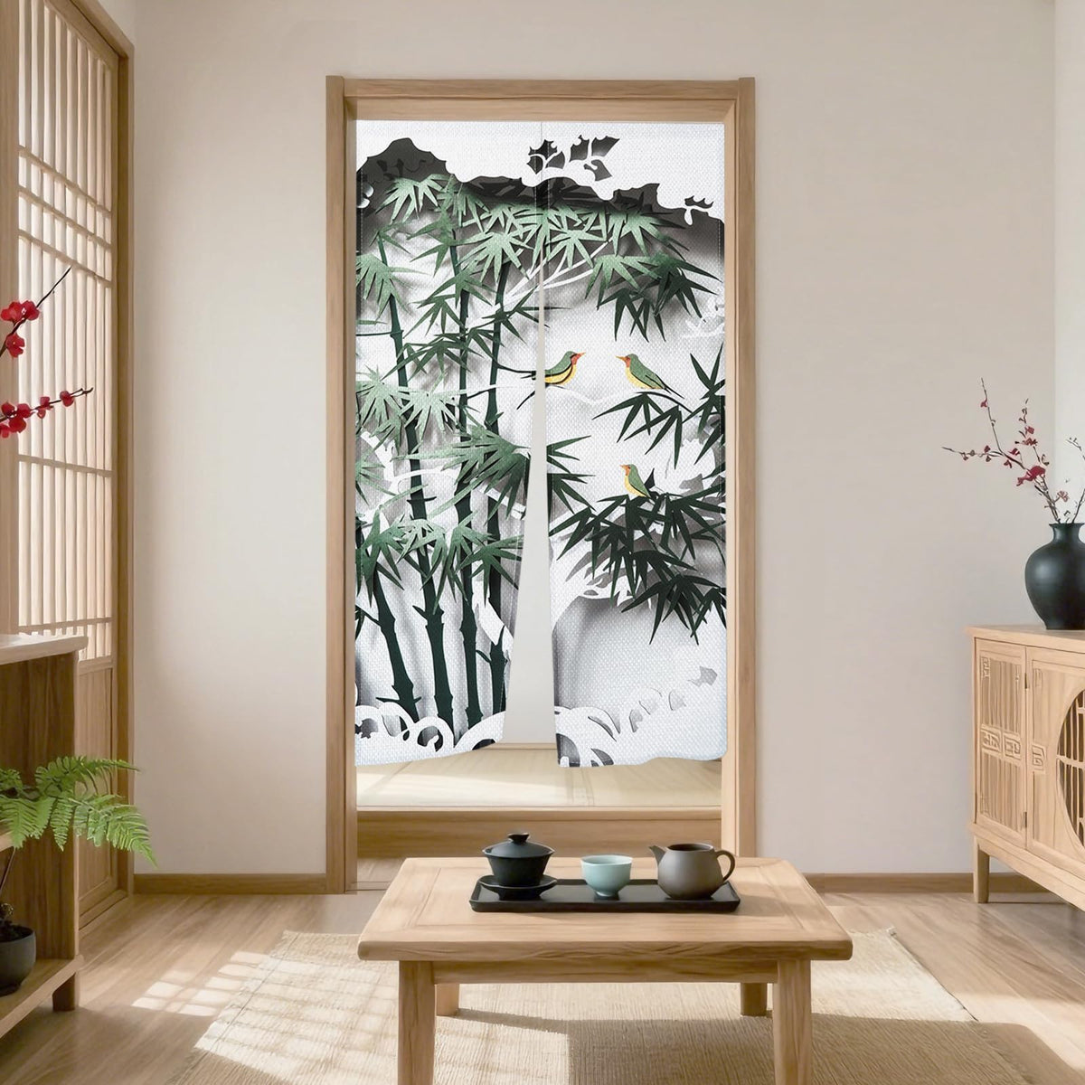 Japanese Style Noren Curtain (Grey / 33.5"W x 59"L (Pack of 1))