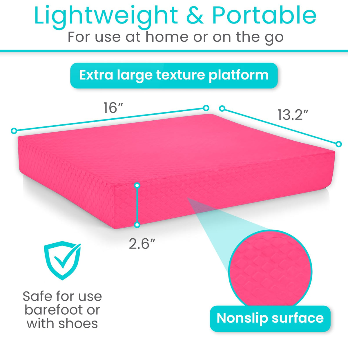Balance Pad Foam Board Yoga Mat Block for Physical Therapy (Zen Pink)
