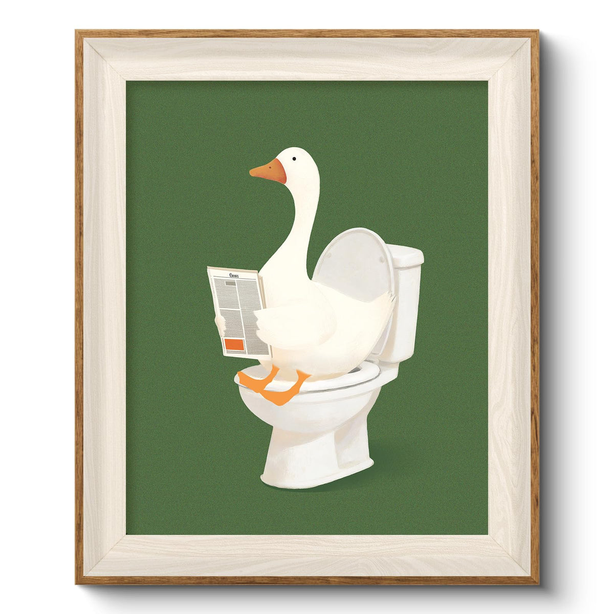 Framed Canvas Wall Art (Toilet Big White Goose / 12"L x 10"W)