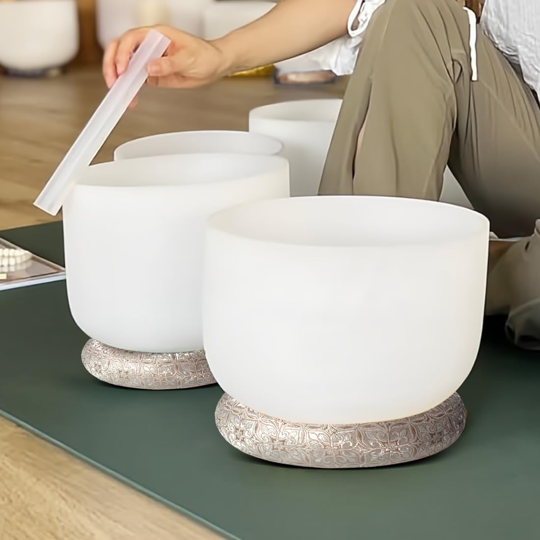 Singing Bowl Cushion for Crystal & Tibetan Singing Bowls (Silver / 6.7 Inch)