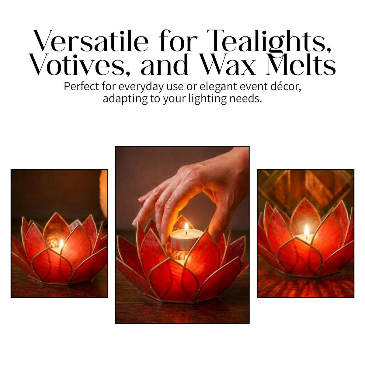 Mini Gemstone Lotus Tealight Holder (Ruby / Mini)