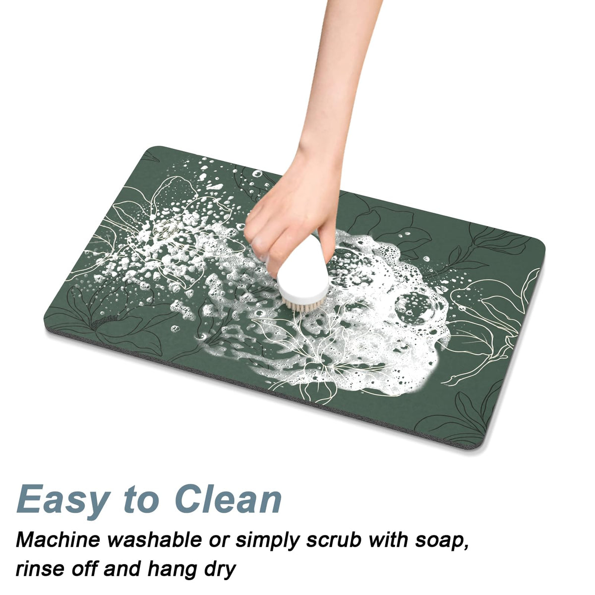 Coffee Mat 12" x 19" Coffee Bar Mats for Espresso Machine Station Accessories and Organizer (Line Art Magnolia / 12" x 19")