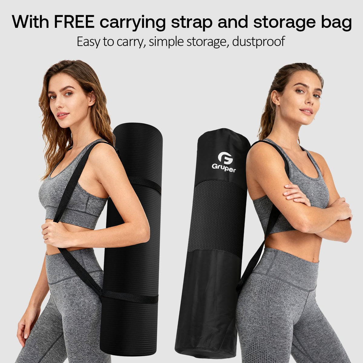 Thick Yoga Mat Non Slip (Black / 72 x 24 x 0.4 inches)
