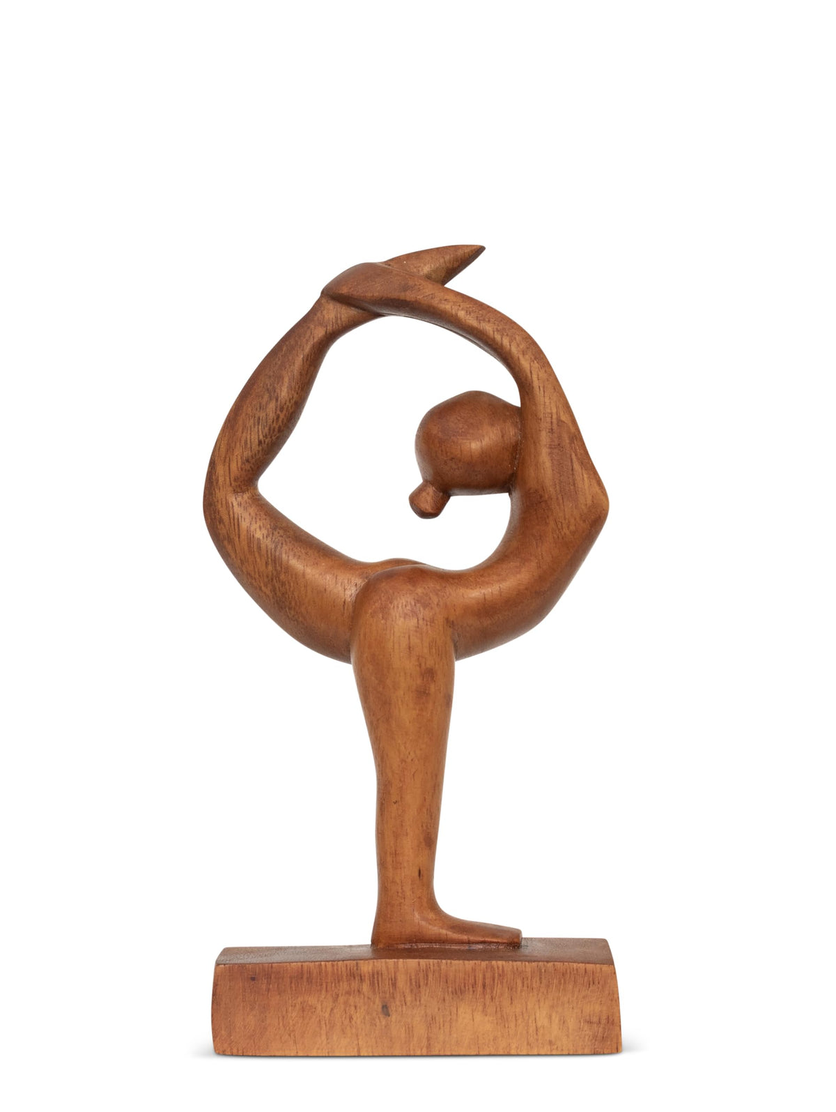 8" Wooden Handmade Abstract Sculpture Art Decorative Home Decor Handcrafted Figurine Accent Decoration Artwork Hand Carved (Dancer Pose - Both Hands Holding Foot)