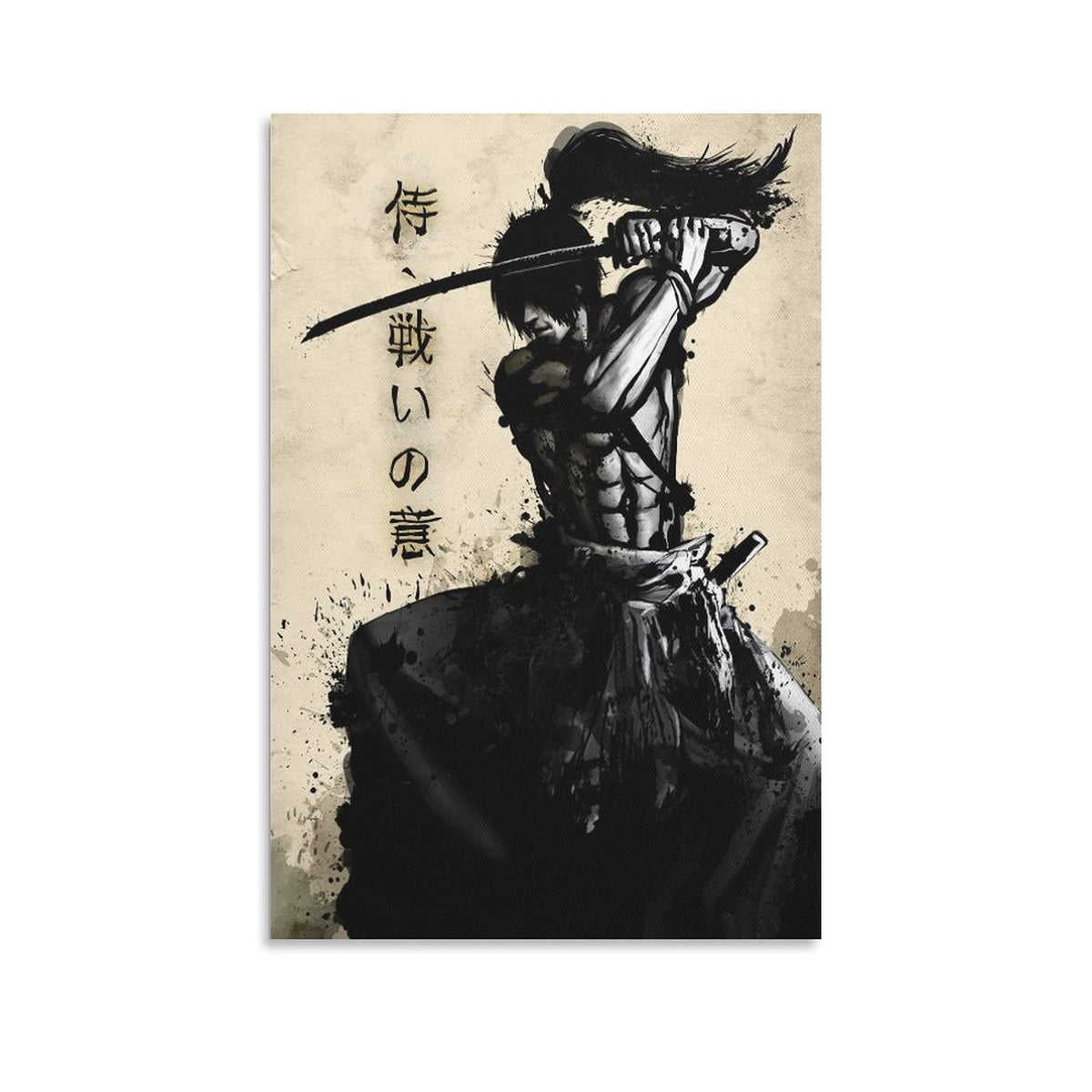 Retro Japanese Warrior Bushido Armored Samurai Poster Art Canvas Painting Wall Print Picture Room Home Decor Unframed 24 x36 inches (36"L x 24"W / Unframe-7)