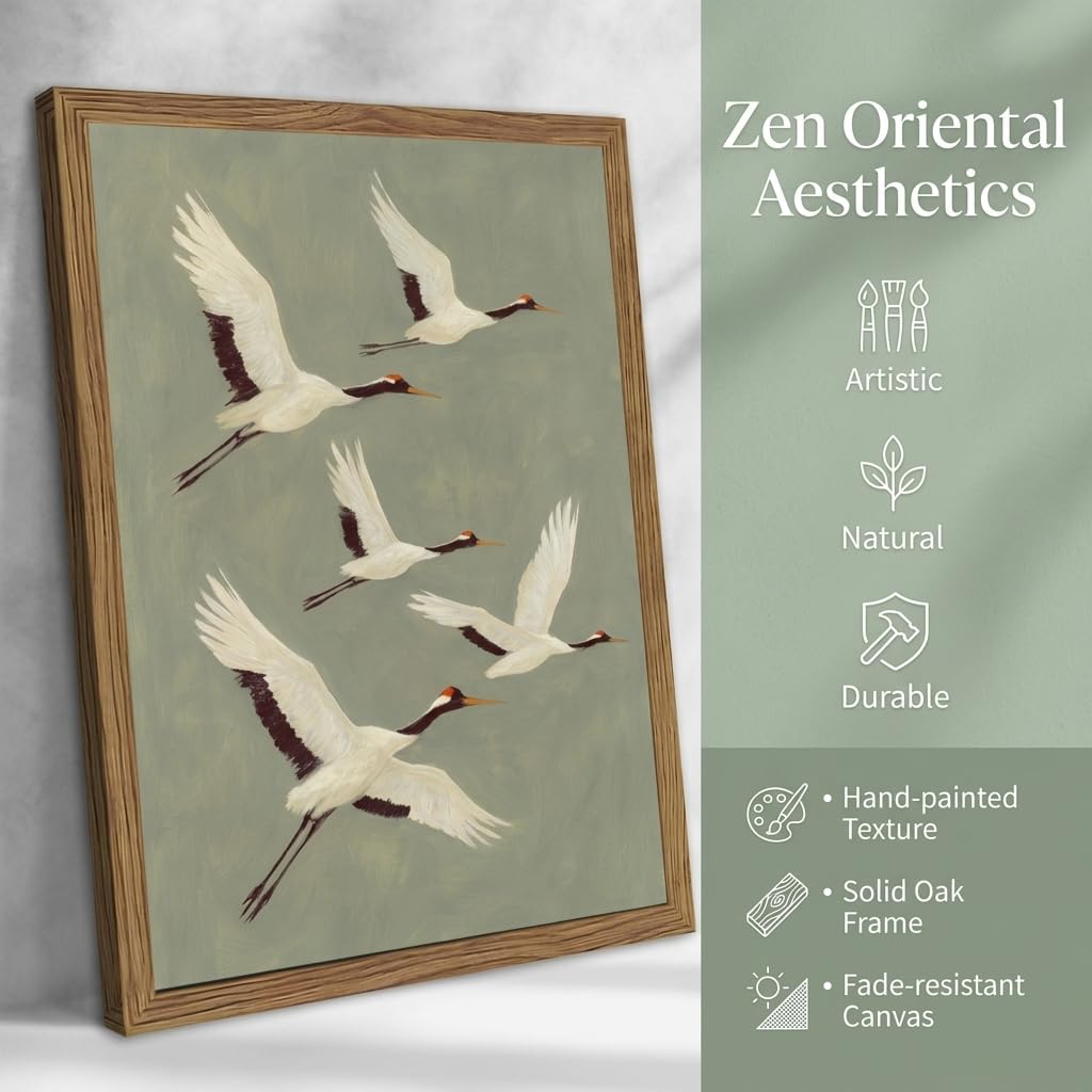 Framed Crane Bird Wall Art (Crowned Crane / 12"L x 16"W)