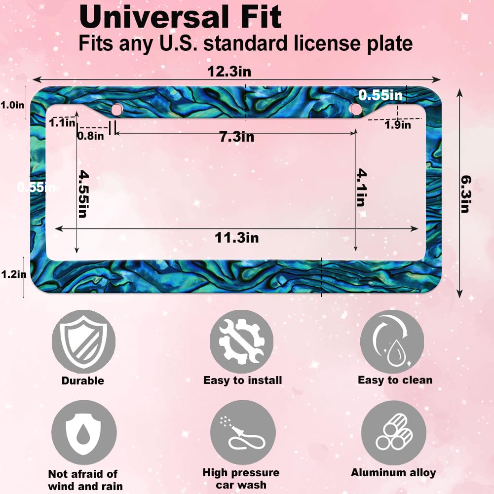 Faux Abalone License Plate Frame for Women 2Pc Car Tag (for Faux Abalone)