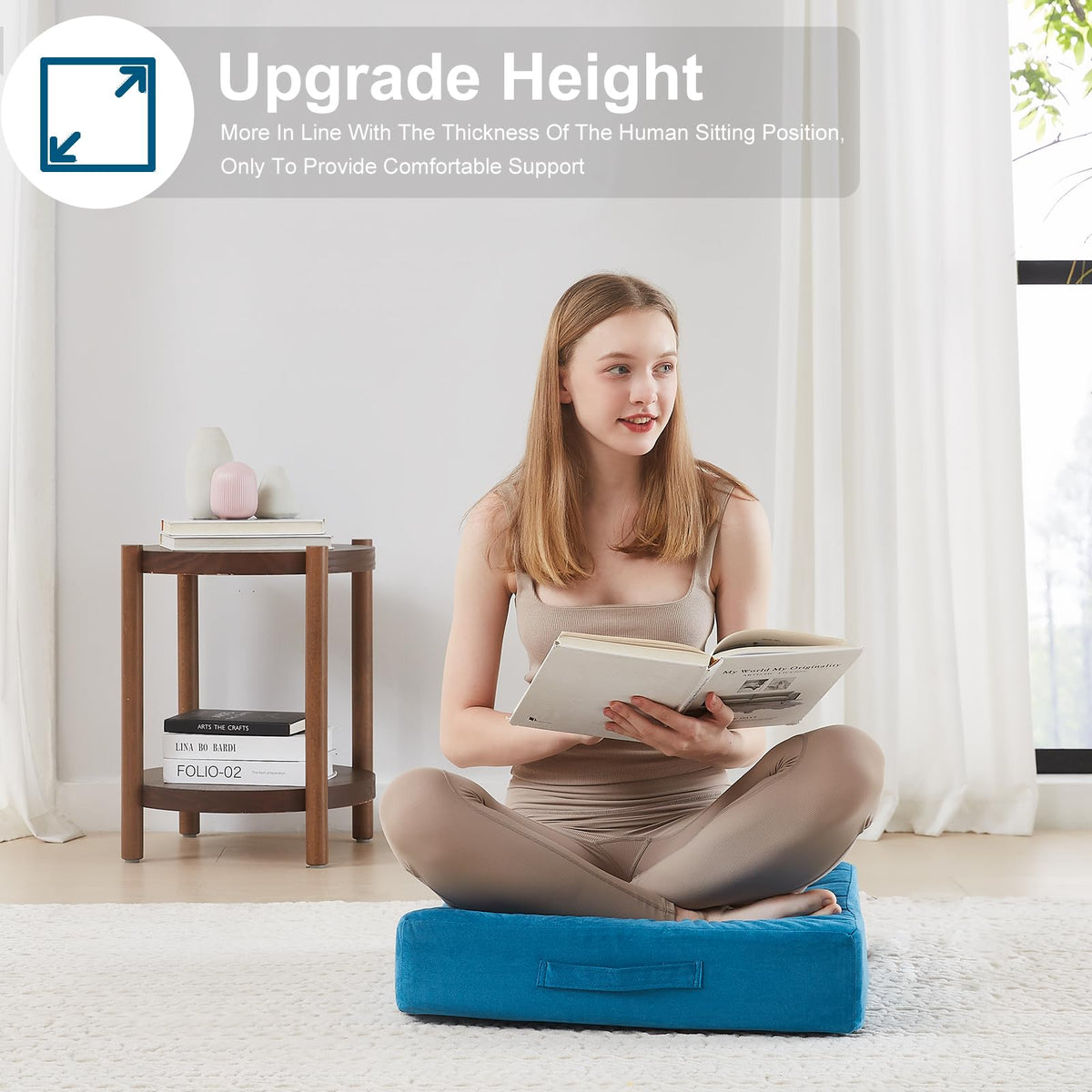 22 inches Floor Pillow for Adults (Peacock Blue / 1 Count)