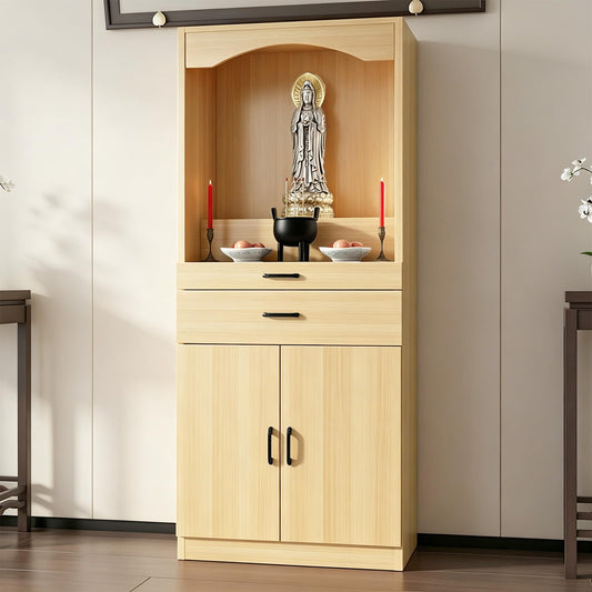 Solid Wood Altar Table (Natural Wood / 51.2" x 15.7" x 65.4")