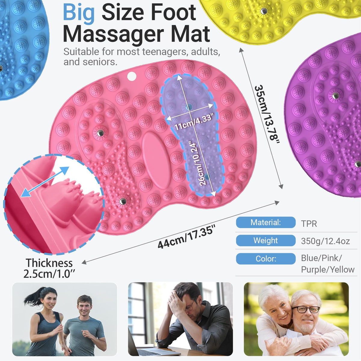 Foot Massager Mat 2PCS (Blue+pink)