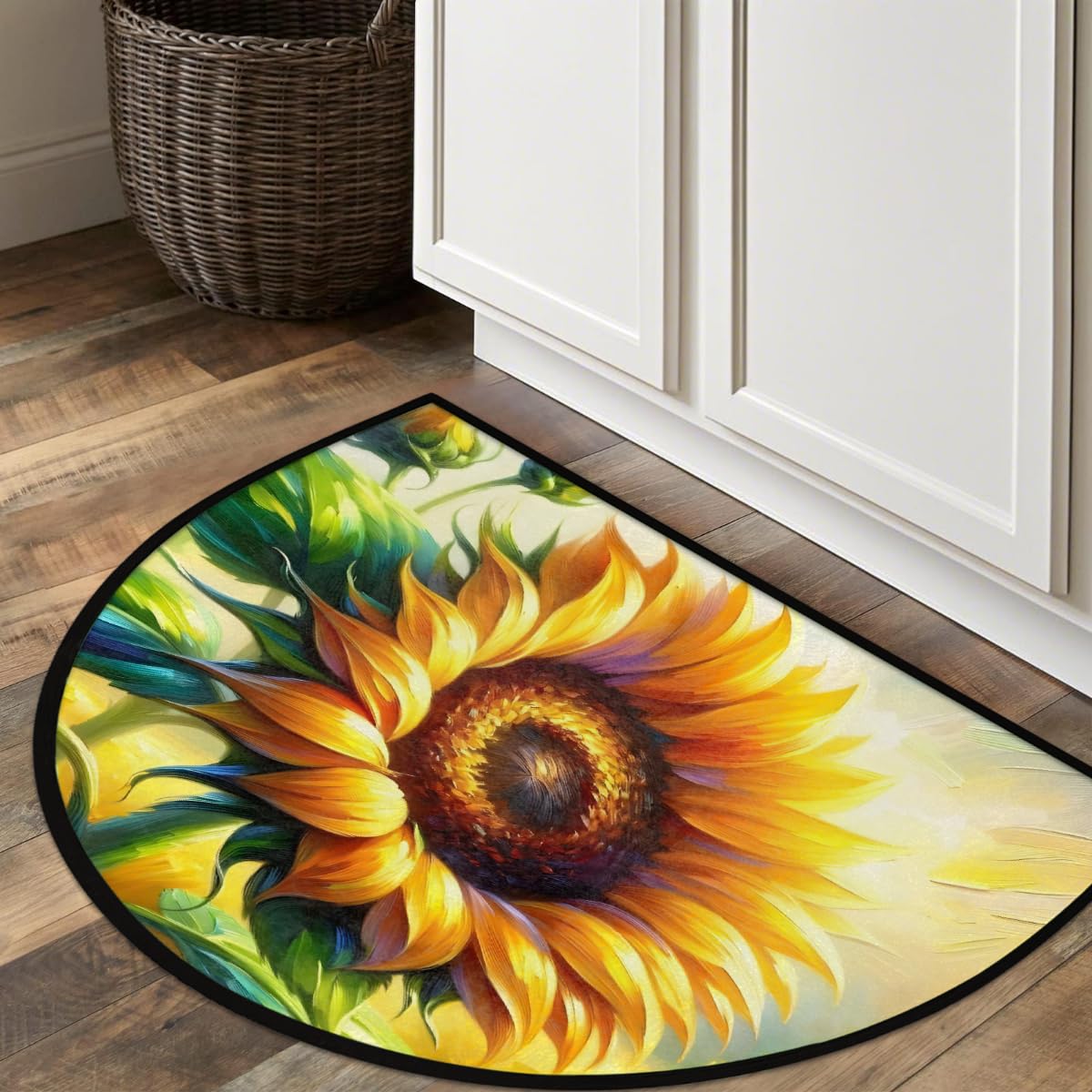 Sunflower Half Round Door Mat Non Slip Half Circle Rugs (D: Color 14)