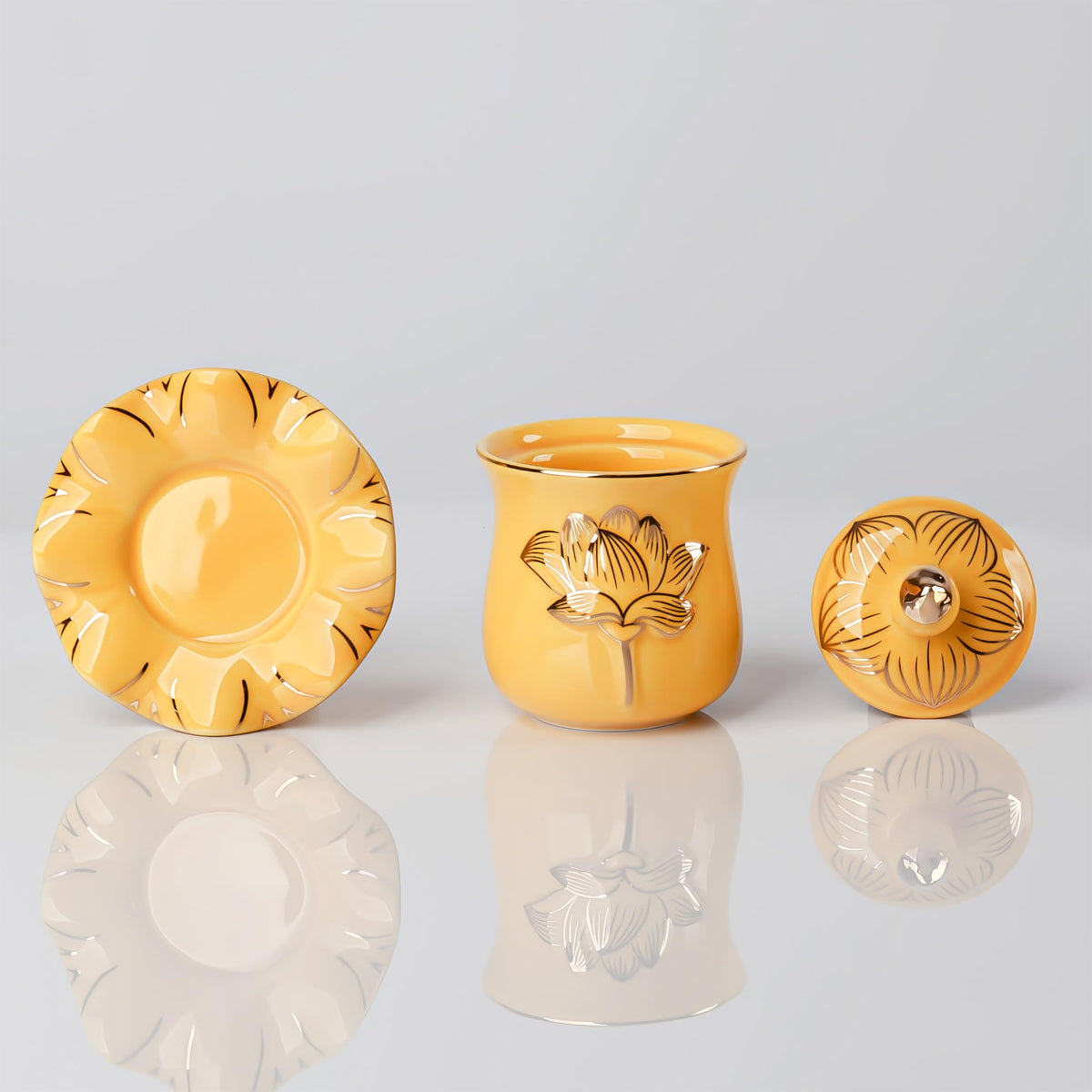 Yellow Buddha Water Cup (1pc Yellow Ceramic Cup)