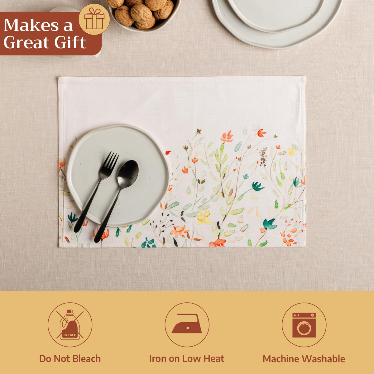 Placemats Set of 4 Reusable 100% Cotton (021 - Colmar / 13" X 19" (Pack of 4))