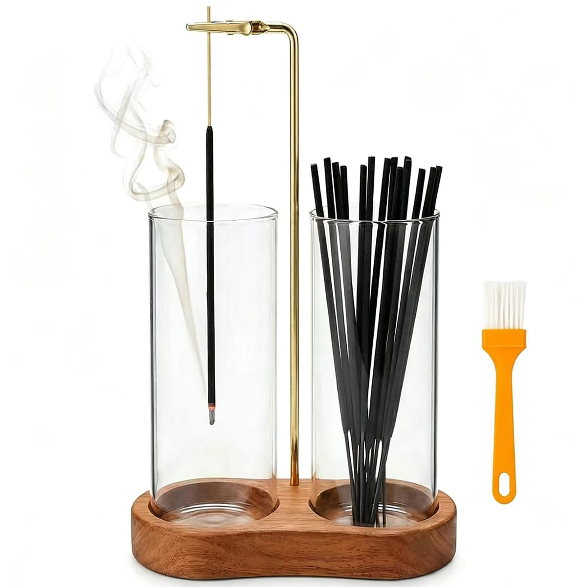Incense Holder for Sticks with Glass Ash Catcher (Upgrade tall cup)