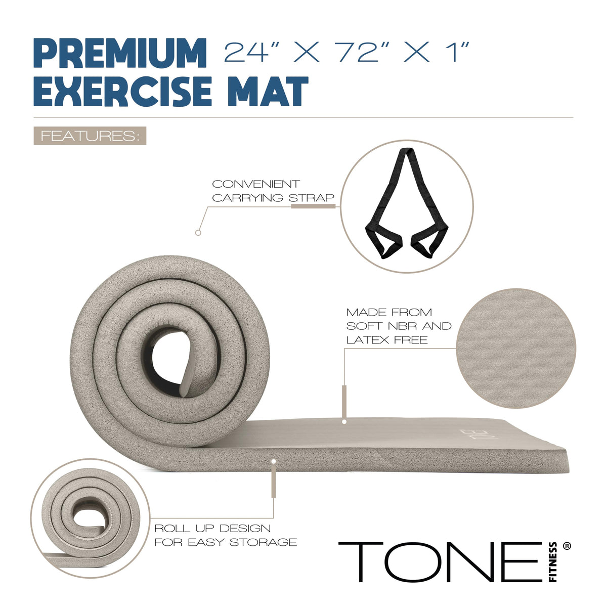 1" Extra Thick Yoga Mat (Diamond / Gray)