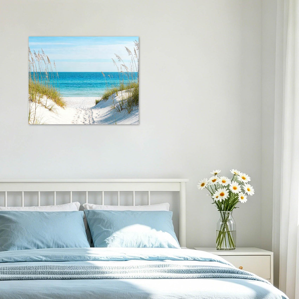Coastal Beach Wall Art for Living Room Blue Ocean Pictures (12"L x 16"W / Blue)