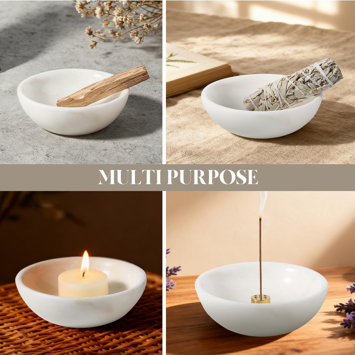 Natural Marble Incense Holder (D=130-white)