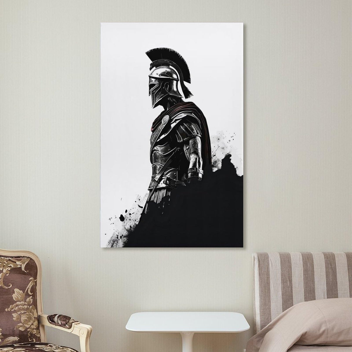 Spartan Warrior Soldier Canvas Printing Wall Art Prints Wall Decor Posters Minimalist Black White Greek Armor Figure Scandinavian Bohemian Living Room Bedroom Office Decor 24x36inch (style-9 / 24x36inch(60x90cm) Unframe)