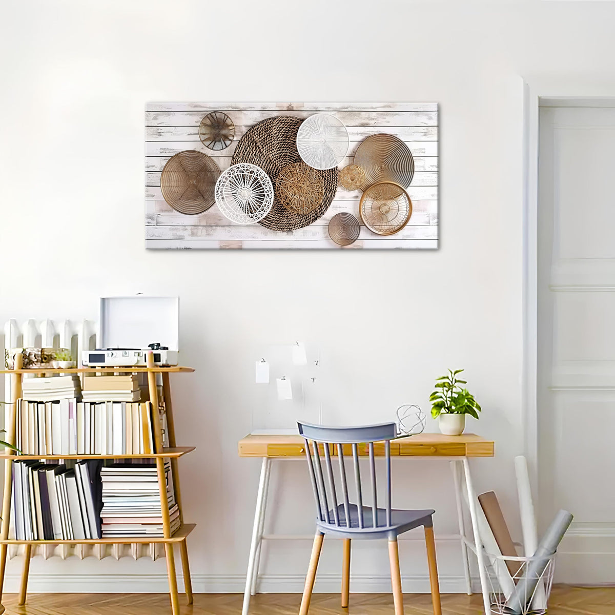 Boho Abstract Canvas Wall Art for Kitchen Picture for Dining Room Rustic Neutral Geometric Basket Painting Wall Decor Farmhouse Prints Minimalist Poster Artwork Home Bedroom Decorations 20x40” (40"L x 20"W / ABSTRACT02)