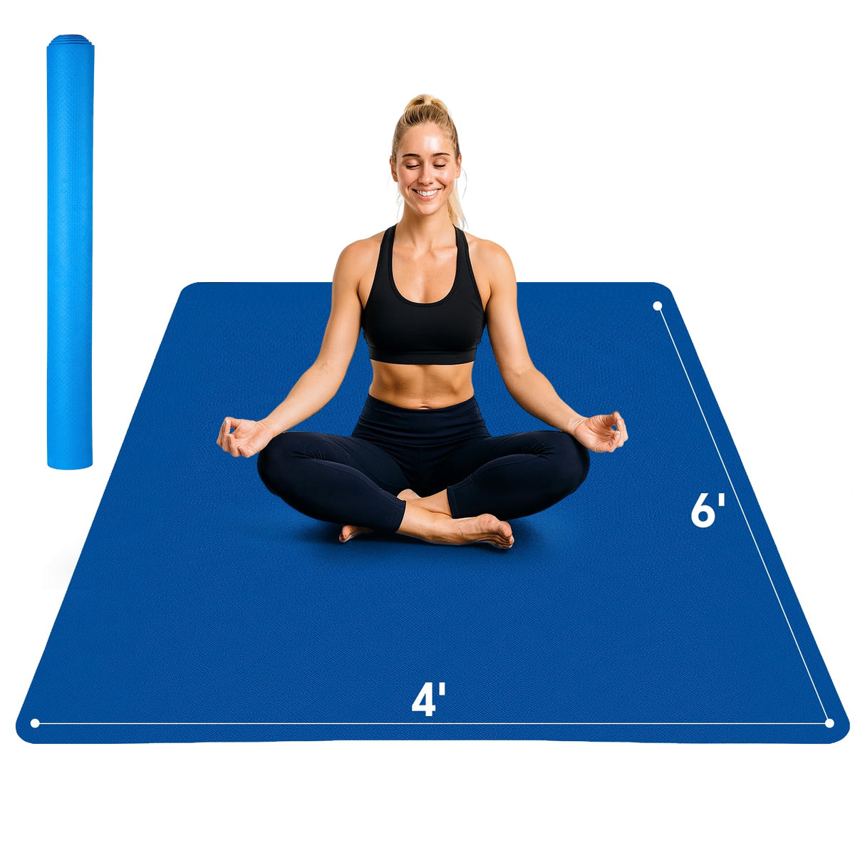 Extra Large Yoga Mat 6'x4' (Blue / 72" x 48" x 0.24")