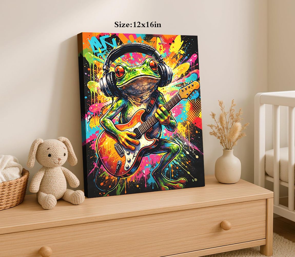 Graffiti Animals Playing Music Canvas Wall Art Funny Frog Pictures Wall Art (Graffiti Canvas Prints Funny Frog Wall Art)