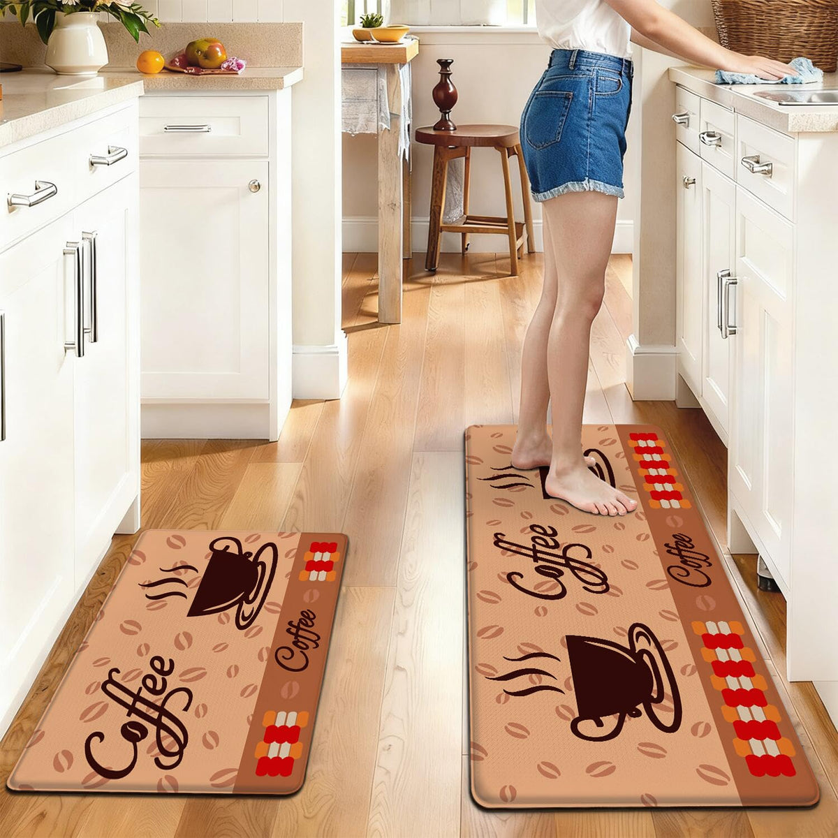 Anti Fatigue Kitchen Rugs Set of 2 (Coffee Brown)