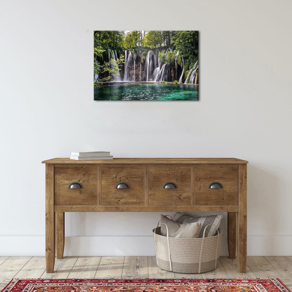 Nature Landscape Wall Art National Park Waterfall Poster Green Forest Canvas Prints Picture Living Room Decor Lake River Painting Tropical Botanical Tree Artwork Bedroom Kitchen Home Decoration 16x24" (24"L x 16"W / Waterfall)