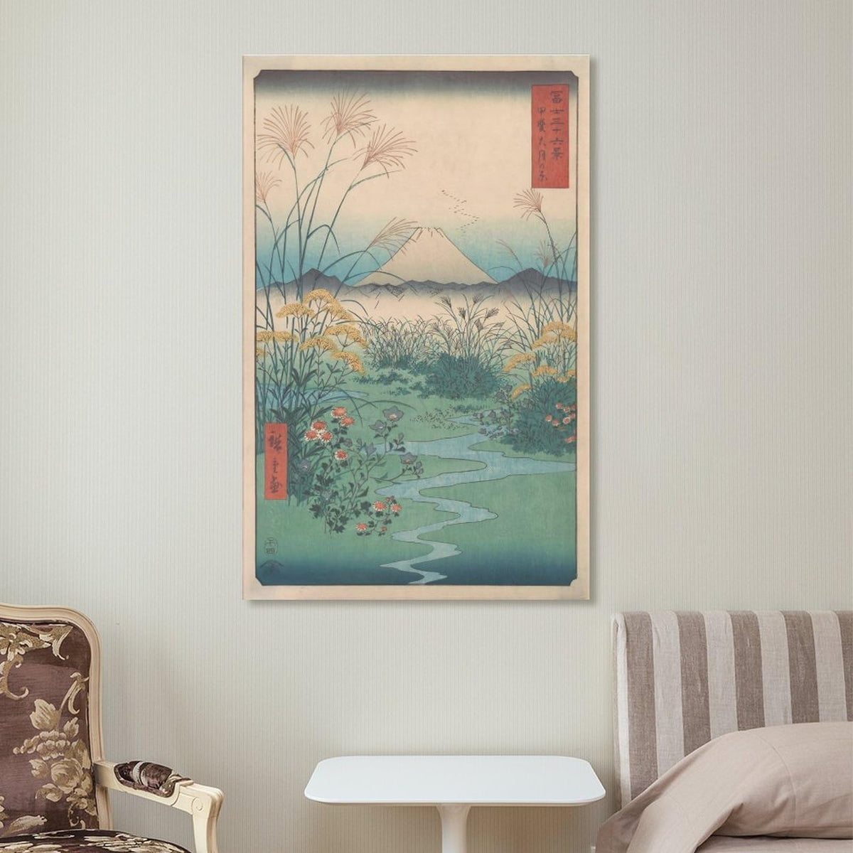 Hiroshige Japanese Oriental Ukiyo E Mount Fuji Landscape Canvas Printing Wall Art Prints Wall Decor Posters Vintage Zen Nature River Scene Minimalist Living Room Bedroom Study 08x12inch (style-8 / 08x12inch(20x30cm) Frame)