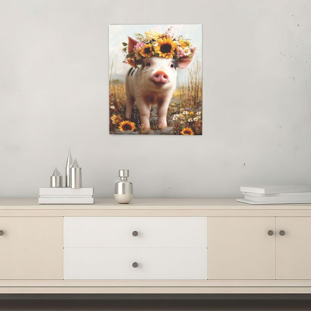 Rustic Pig Nursery Wall Art For Kids Cute Animal Bathroom Canvas Wall Decor Country Pictures Paintings Prints Artwork Framed Decorations For Girls Boys Children's Room Bedroom Living Room Gifts 20" x 24" (Pig / 24"L x 20"W)