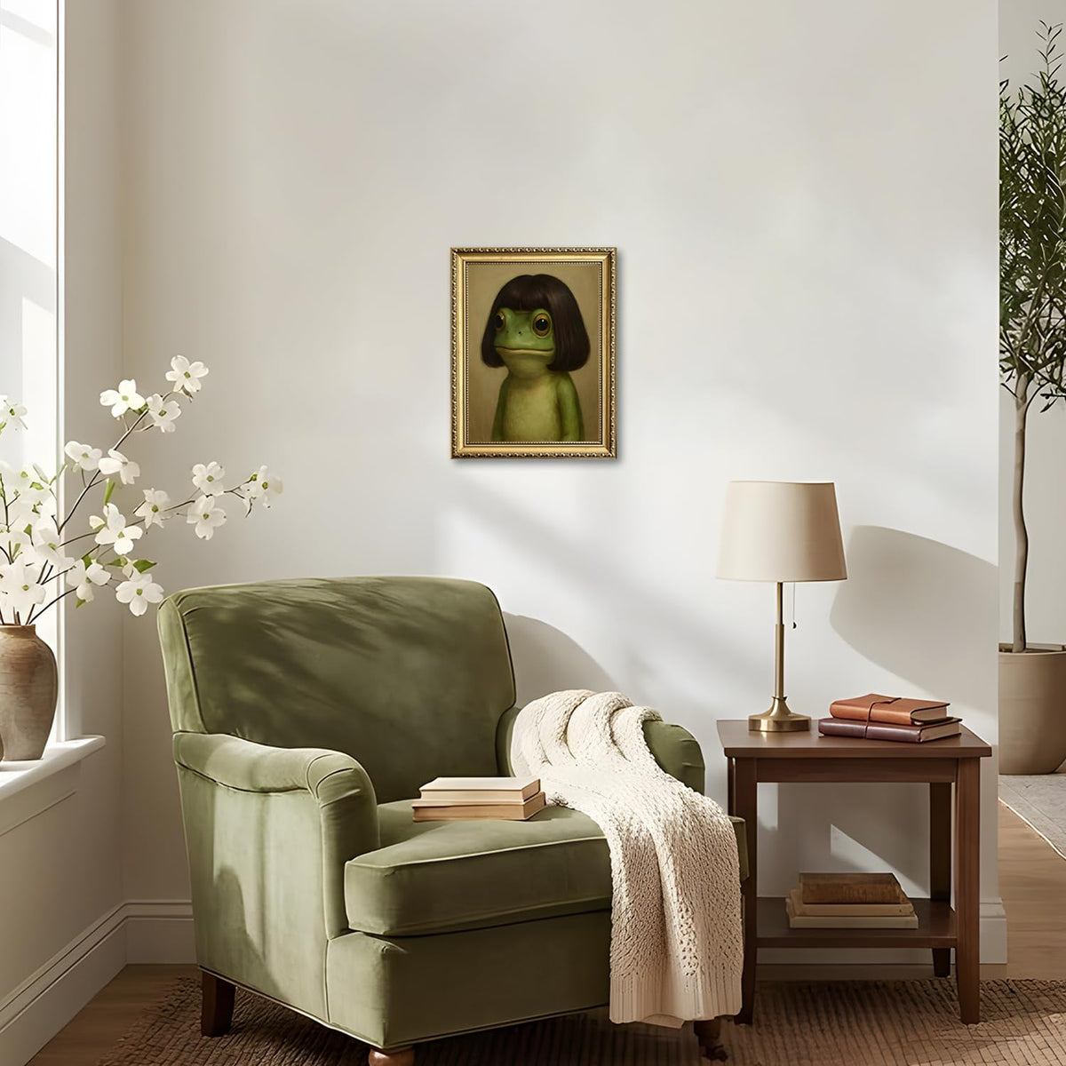 Gold Framed Whimsical Frog Wall Art (Gold Framed-A / 24"L x 16"W)