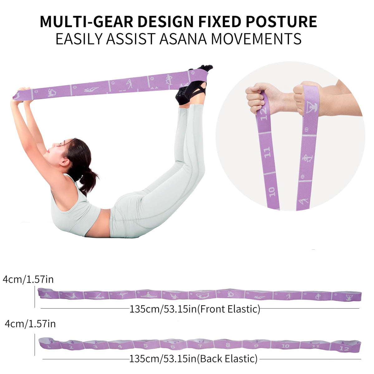 Yoga Blocks Set of 2 with 12 Loop Stretch Band and Carry Bag (Pink+Purple)