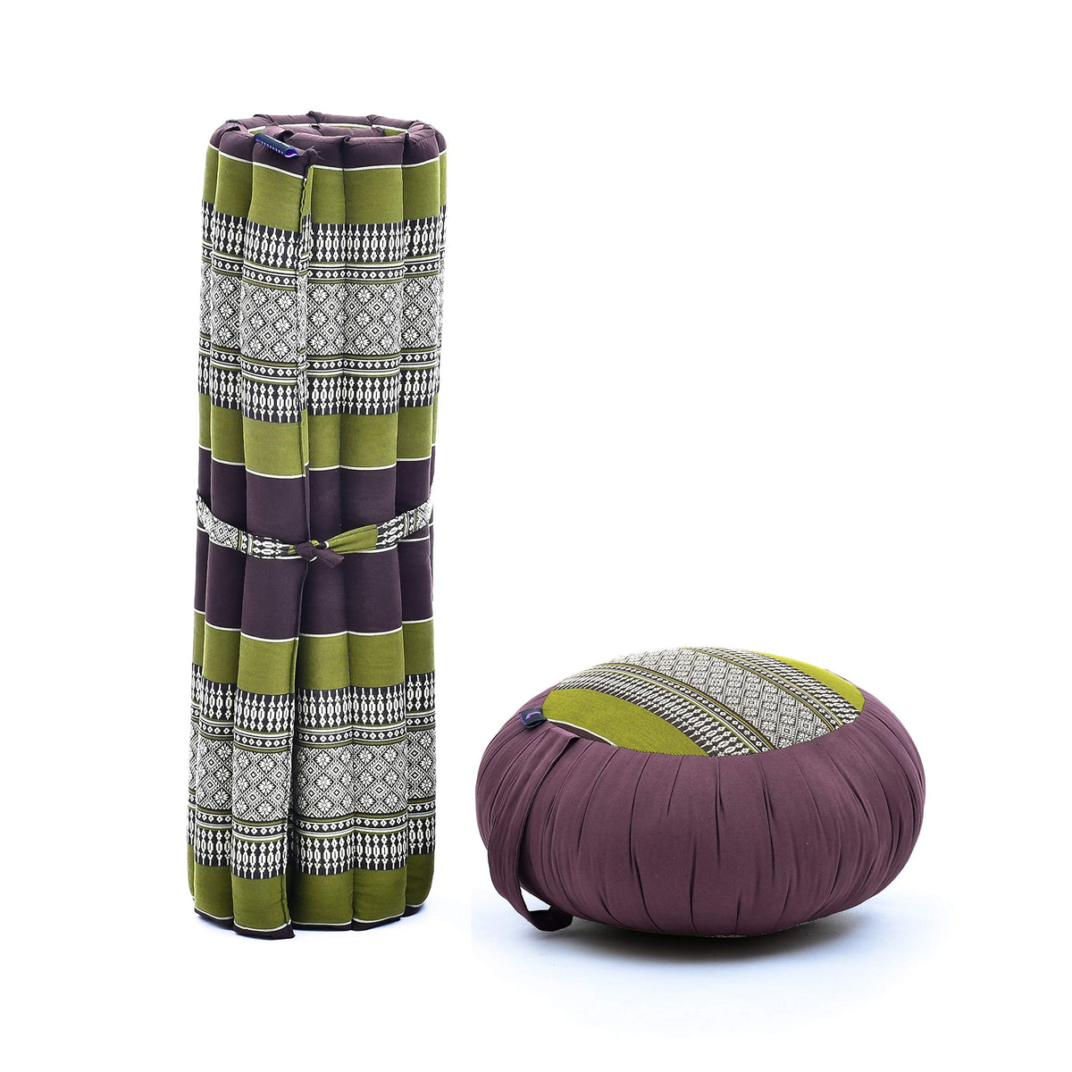 Meditation Cushion Zafu & Zabuton Set 28 x 28 inches Kapok Zazen (Sf20 - Brown, Green)