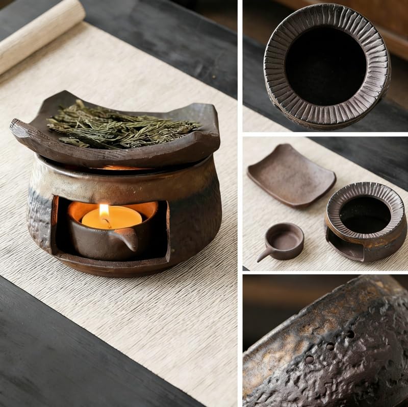 Ceramic Burner Kit with Wooden Clips and Pads (Circular / 10.5*6.5cm/4.13*2.56in)