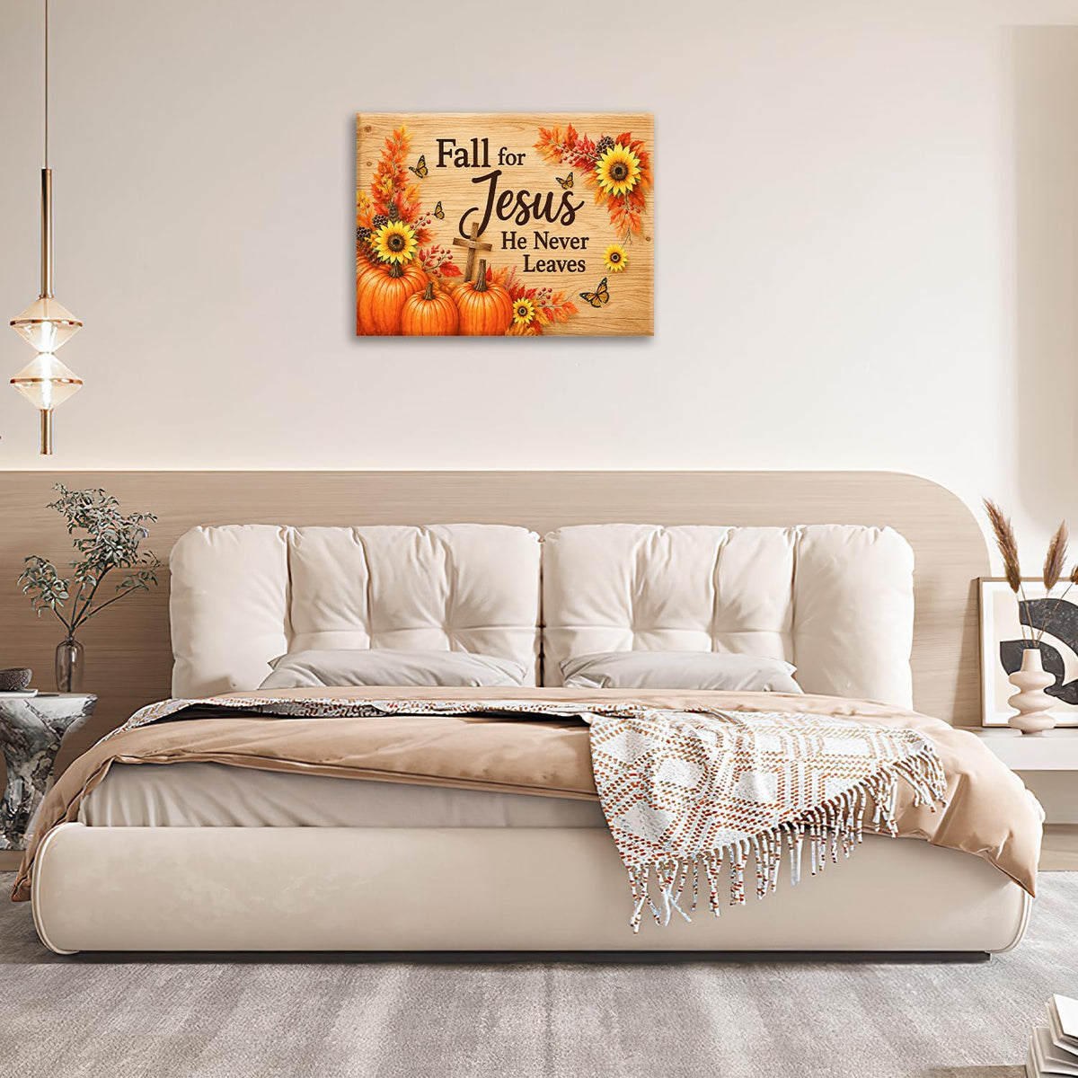 Fall Wall Art Christian Jesus Canvas Wall Decor Pumpkin Pictures Christ Paintings Prints Religious Bible verse Artwork Framed Decorations For Church Prayer Room Bathroom Bedroom Living Room Gifts 24" x 20" (Fall Jesus / 24"L x 20"W)