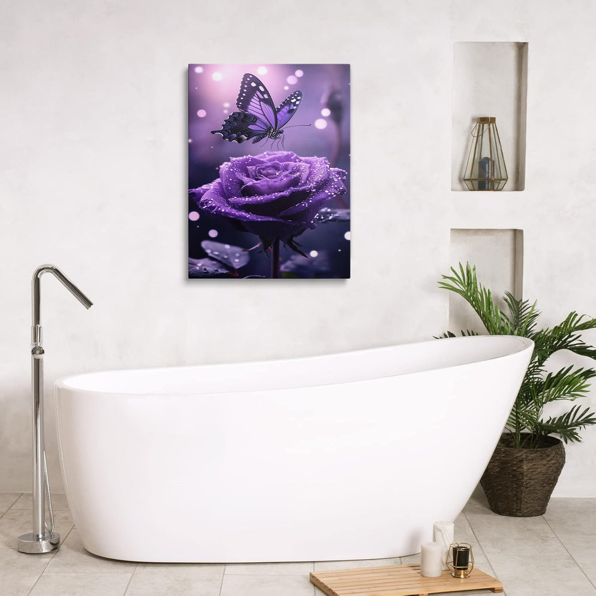 Purple Butterfly Canvas Wall Art (Purple / 12"L x 16"W)