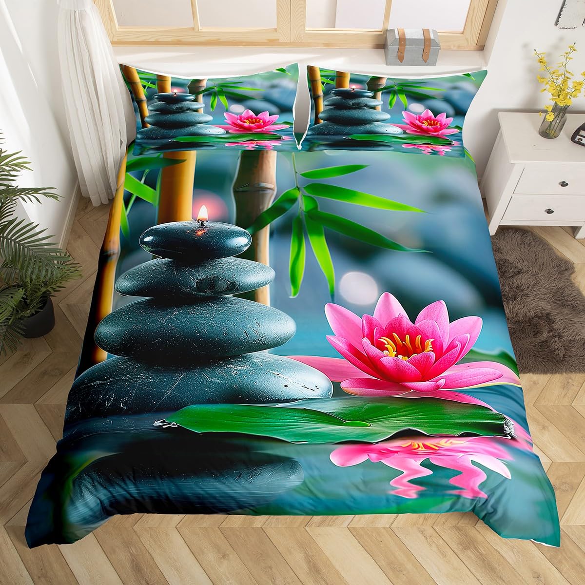 Zen Stones Bedding Set Twin Size for Kids Boys Bedroom (Cyj12016tj / Twin 68"x90")