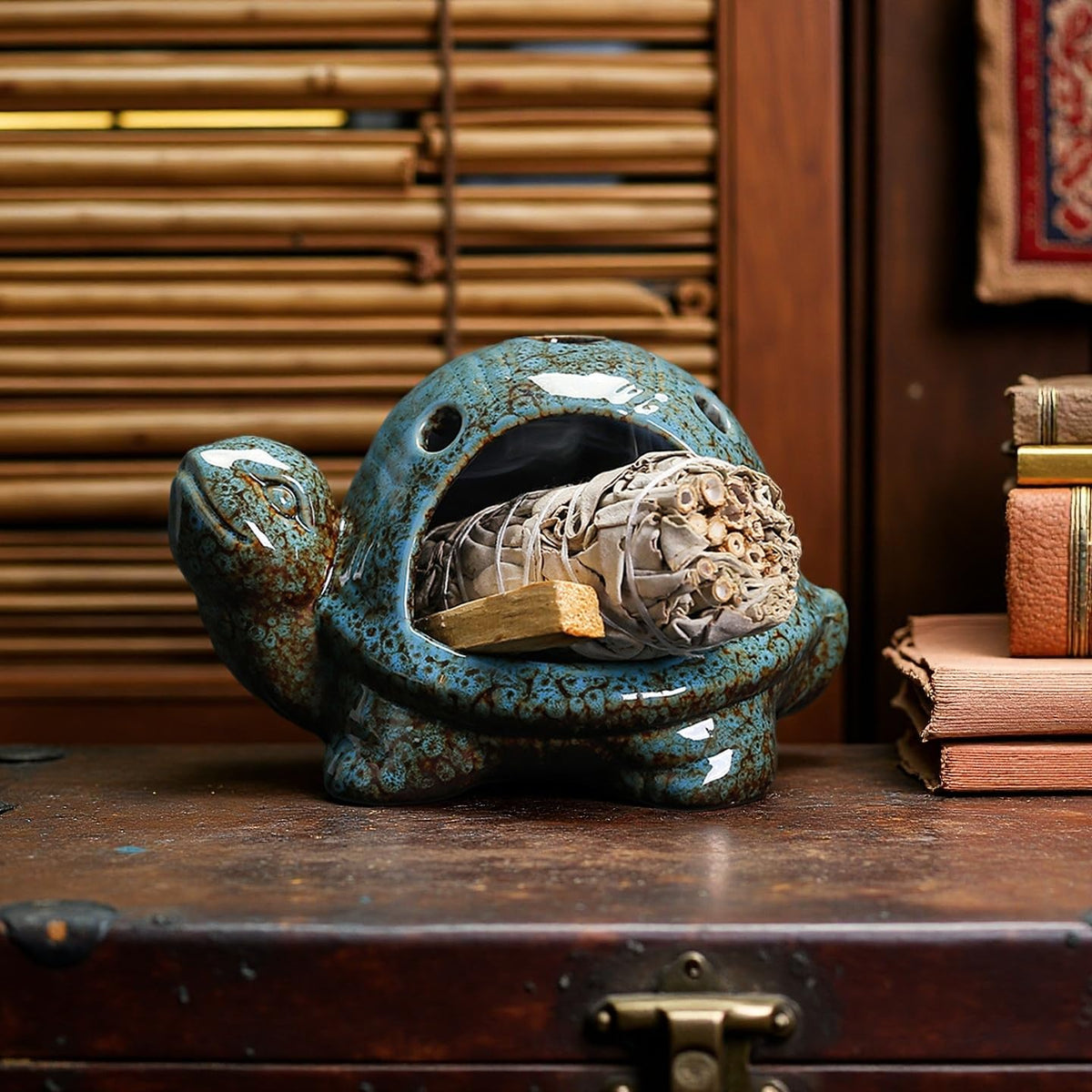 Turtle Palo Santo Holder Ceramic Palo Santo Burner Sage Holder for Burning (A)