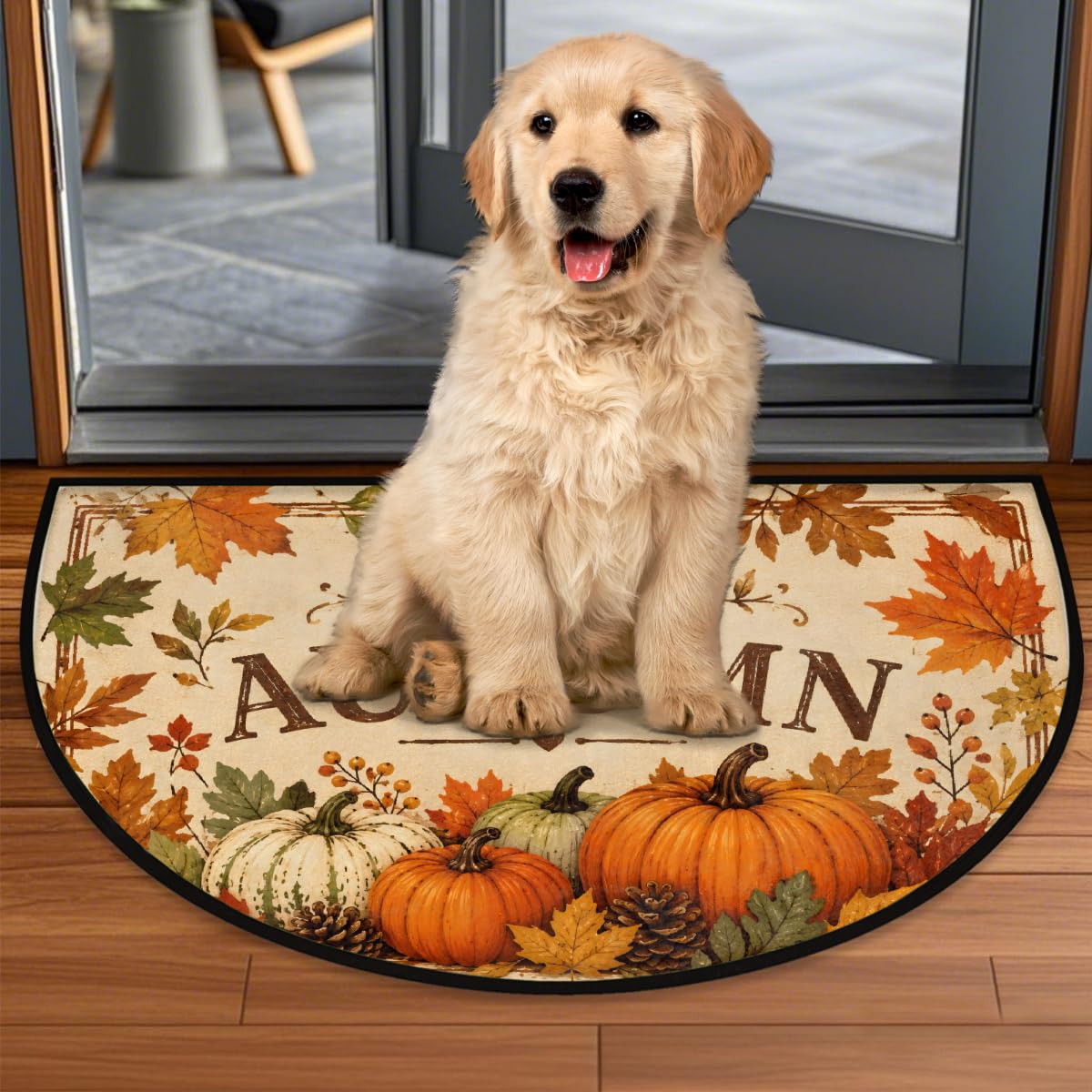 Autumn Half Round Rug Half Moon Door Mat Half Circle Rugs (Z:e-color 3)