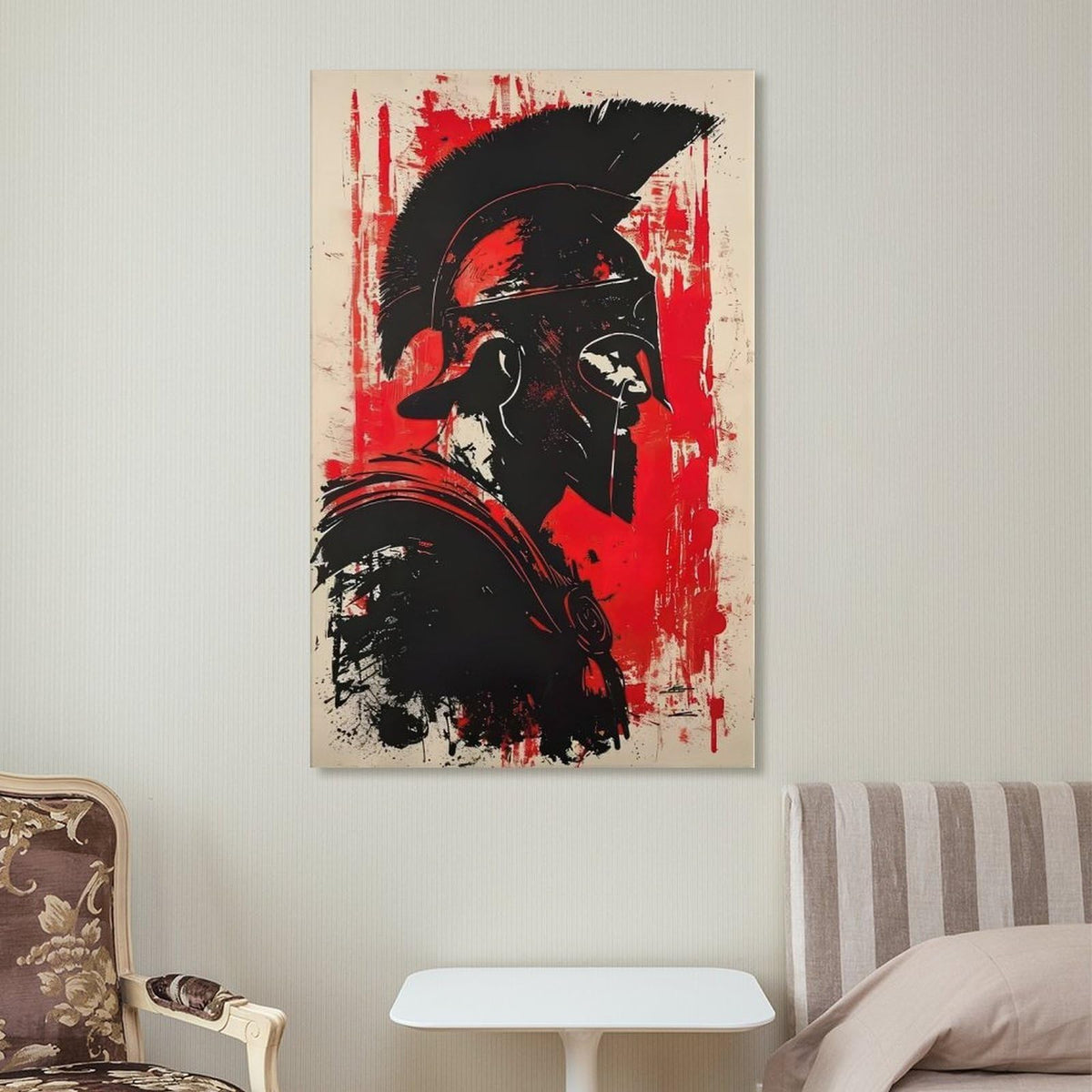 Spartan Warrior Profile Art Canvas Printing Wall Art Prints Wall Decor Posters Red Black Abstract Minimalist Nordic Bohemian Living Room Bedroom Office Gym Decor 24x36inch (style-8 / 24x36inch(60x90cm) Unframe)