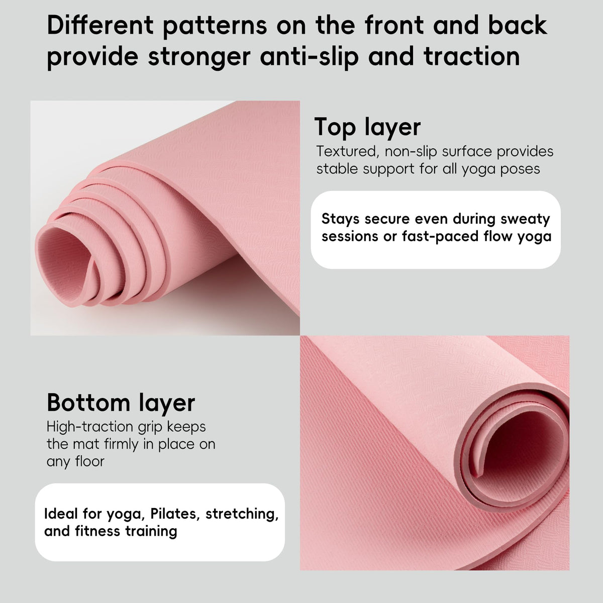 Extra Wide Yoga Mat 72" x 32" (Cornelian Cherry Pink)