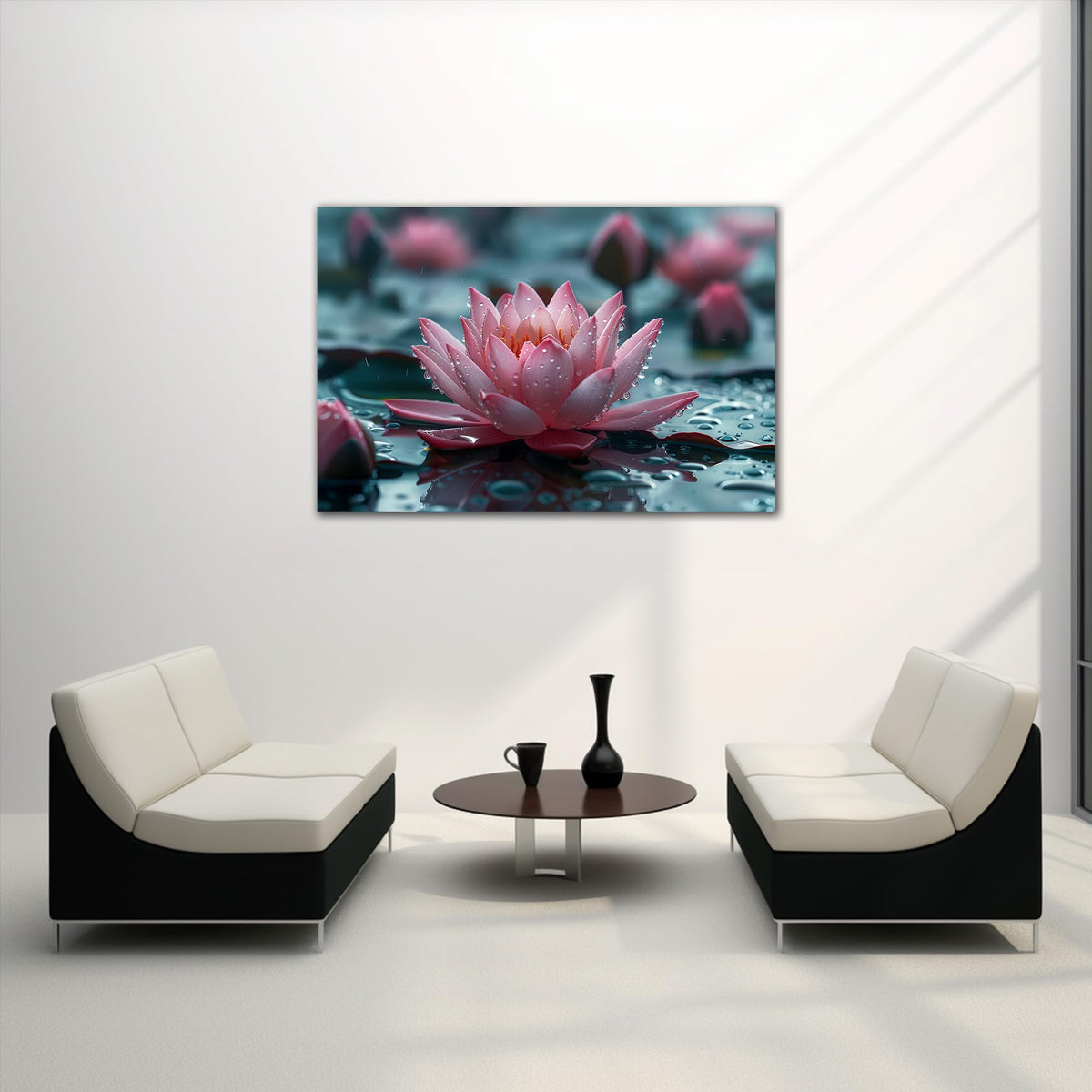 Zen Wall Art Pink Lotus Flower Canvas Prints for Spa Bathroom Decor (Zen Stones Canvas Frame-11 / 40"L x 28"W)