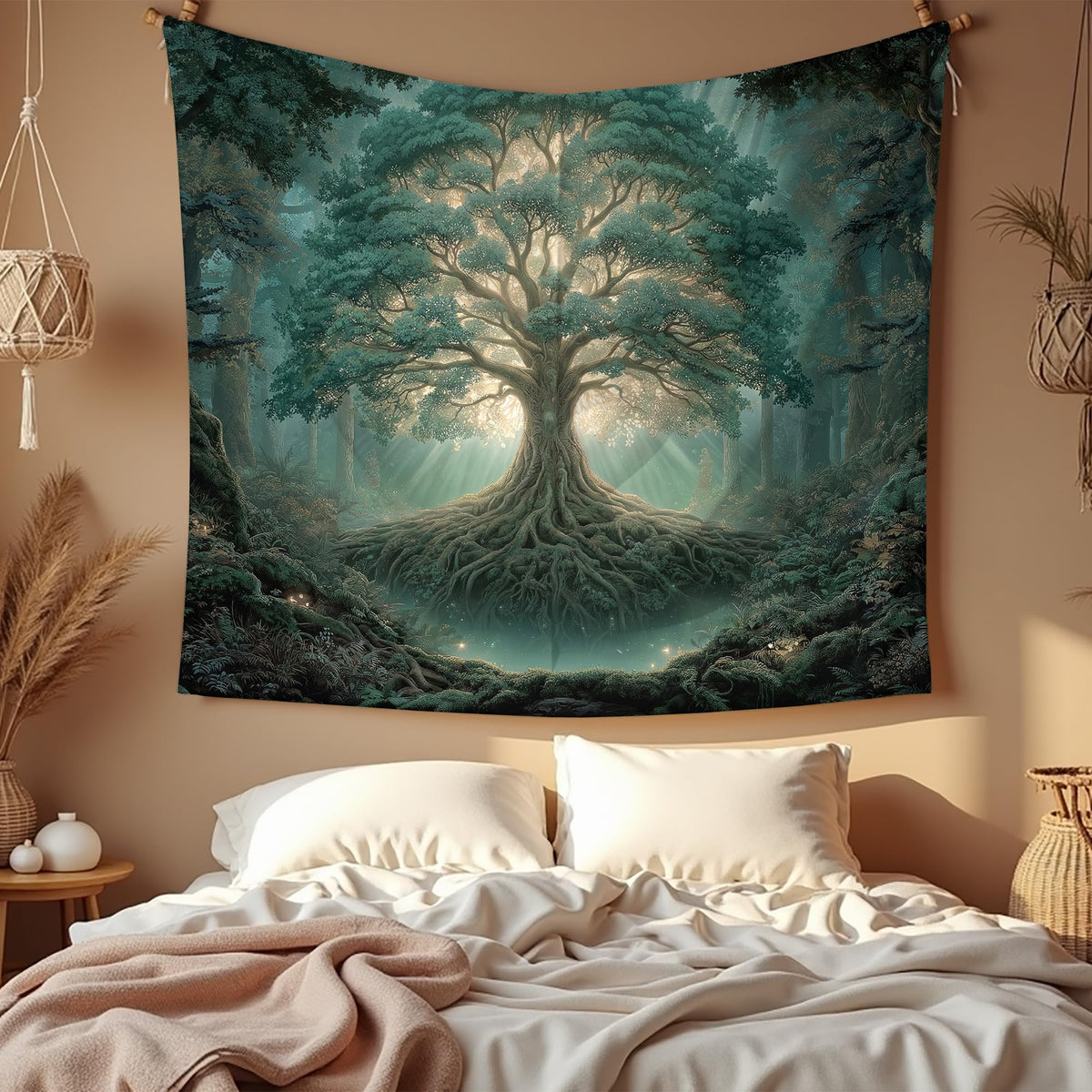 Tree of Life Tapestry 60 x 50 Inch (Mystic Teal)