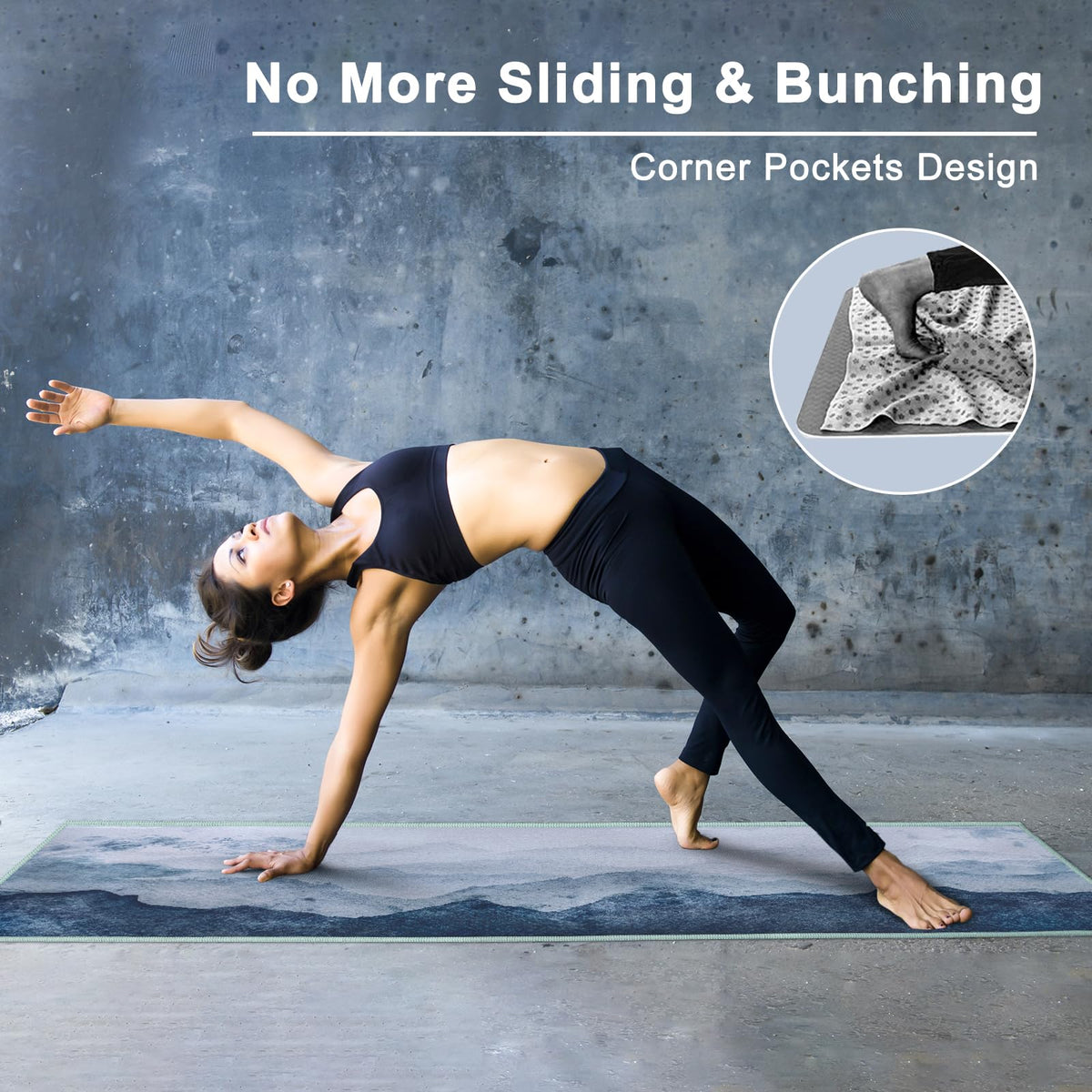 Non Slip Hot Yoga Towel (Watercolor Mountain / 70"x26")